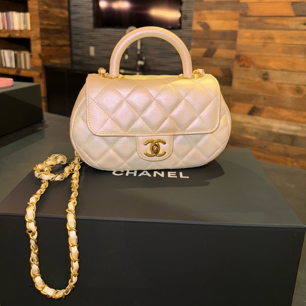 Chanel iridescent top handle bag